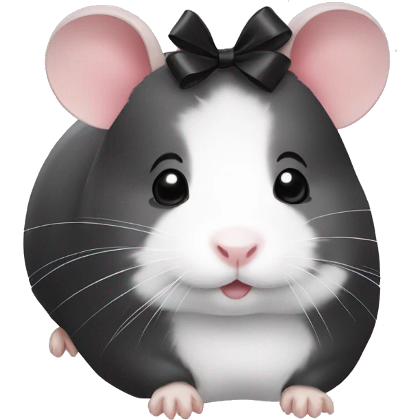 a black and white hamster with a bow on her head emoji