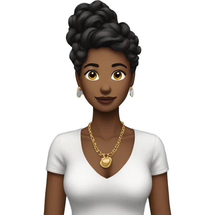 femme colliers cheveux noirs nattes emoji