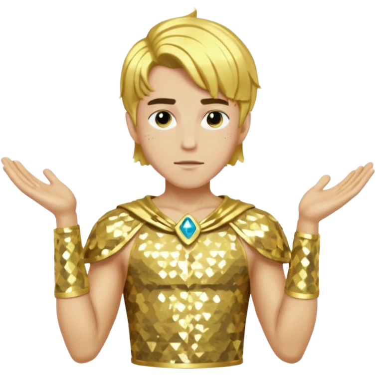  Apollo from Lore Olympus with gold hair, gold sequin outfit emoji