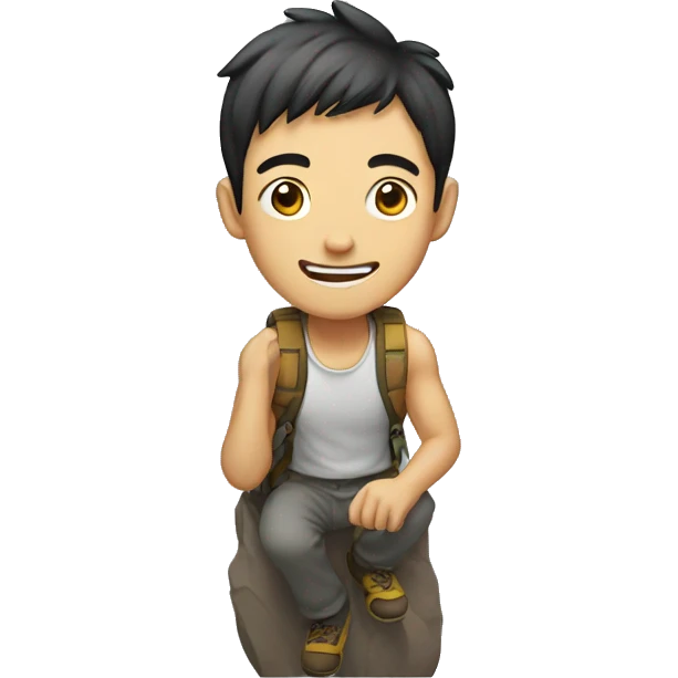 asian man smile climb emoji