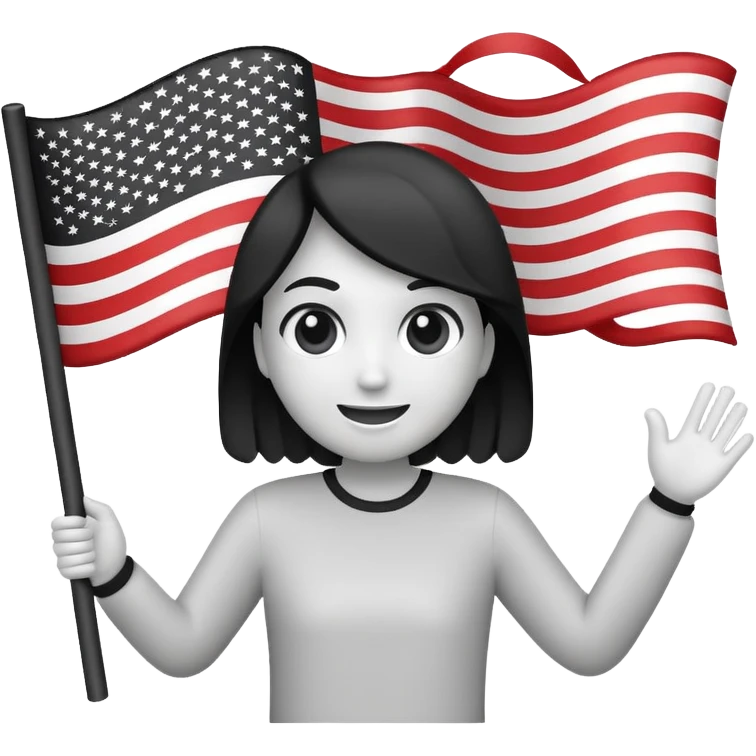 black and white american flag emoji