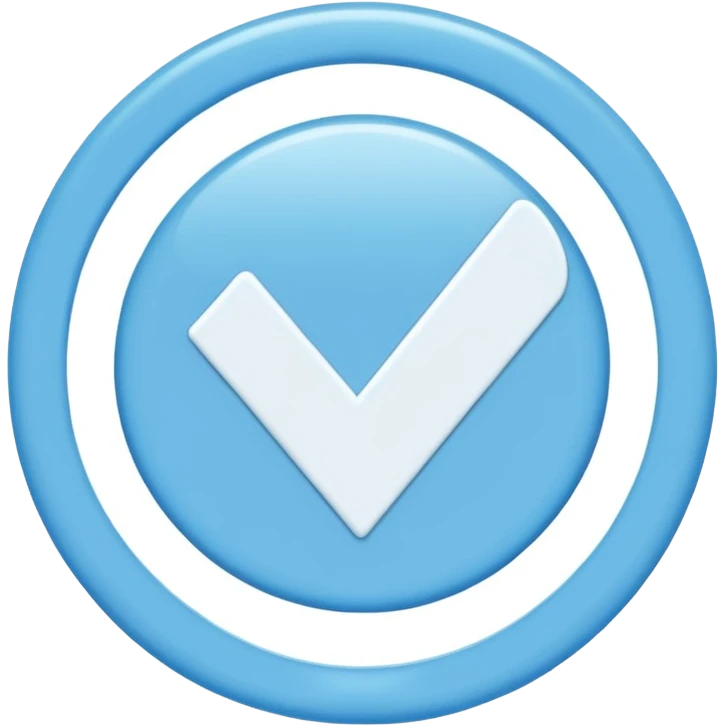 Genera esto que está entre comillas "✓" y alrededor ponle un círculo y rellena adentro del circulo de color celete emoji