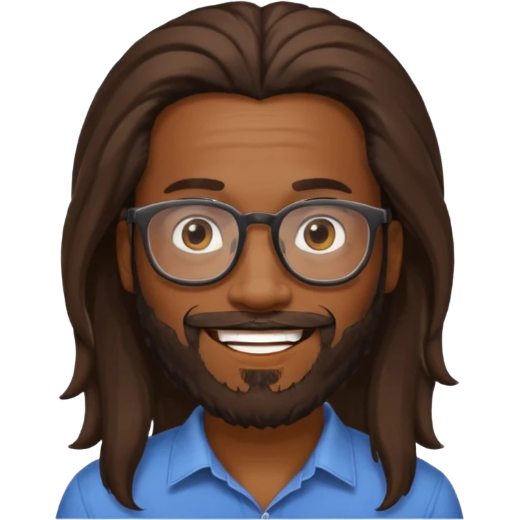bearded long haired  black man with eyeglasses emoji