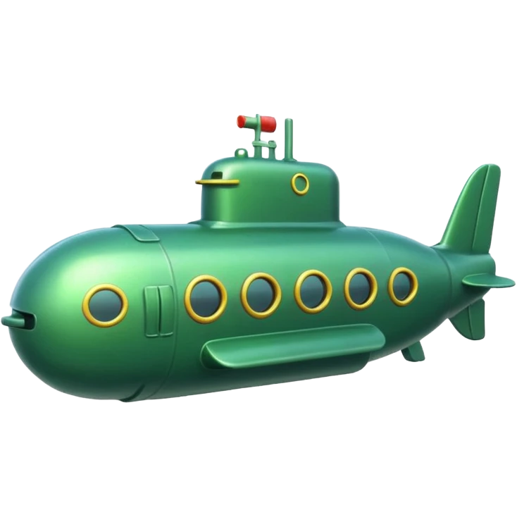 green mini single submarine in cartoon  emoji