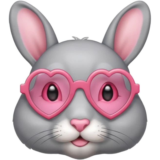 Gray bunny wearing heart-shaped glasses. emoji