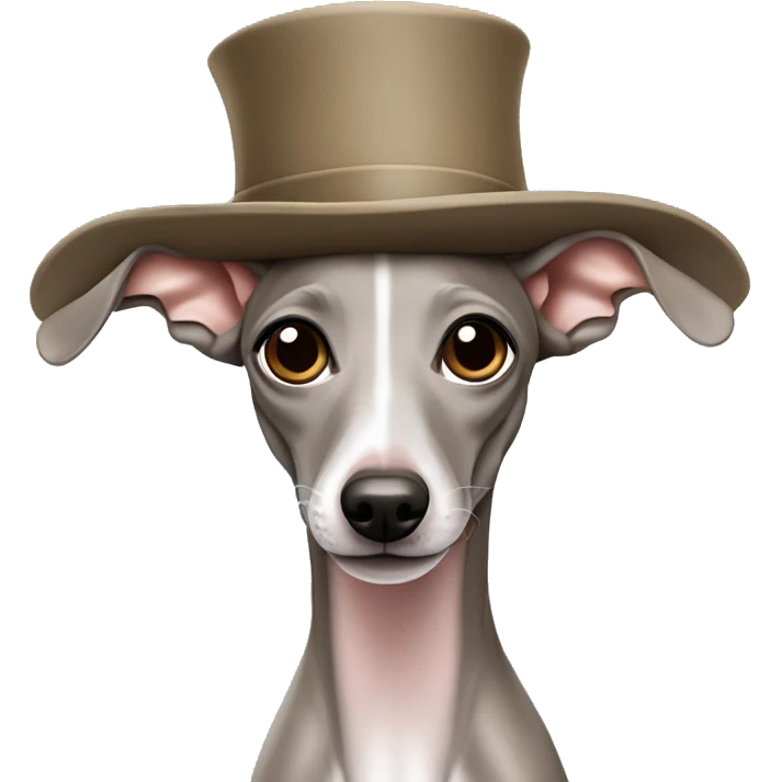 solid blue fawn italian greyhound with hat  emoji