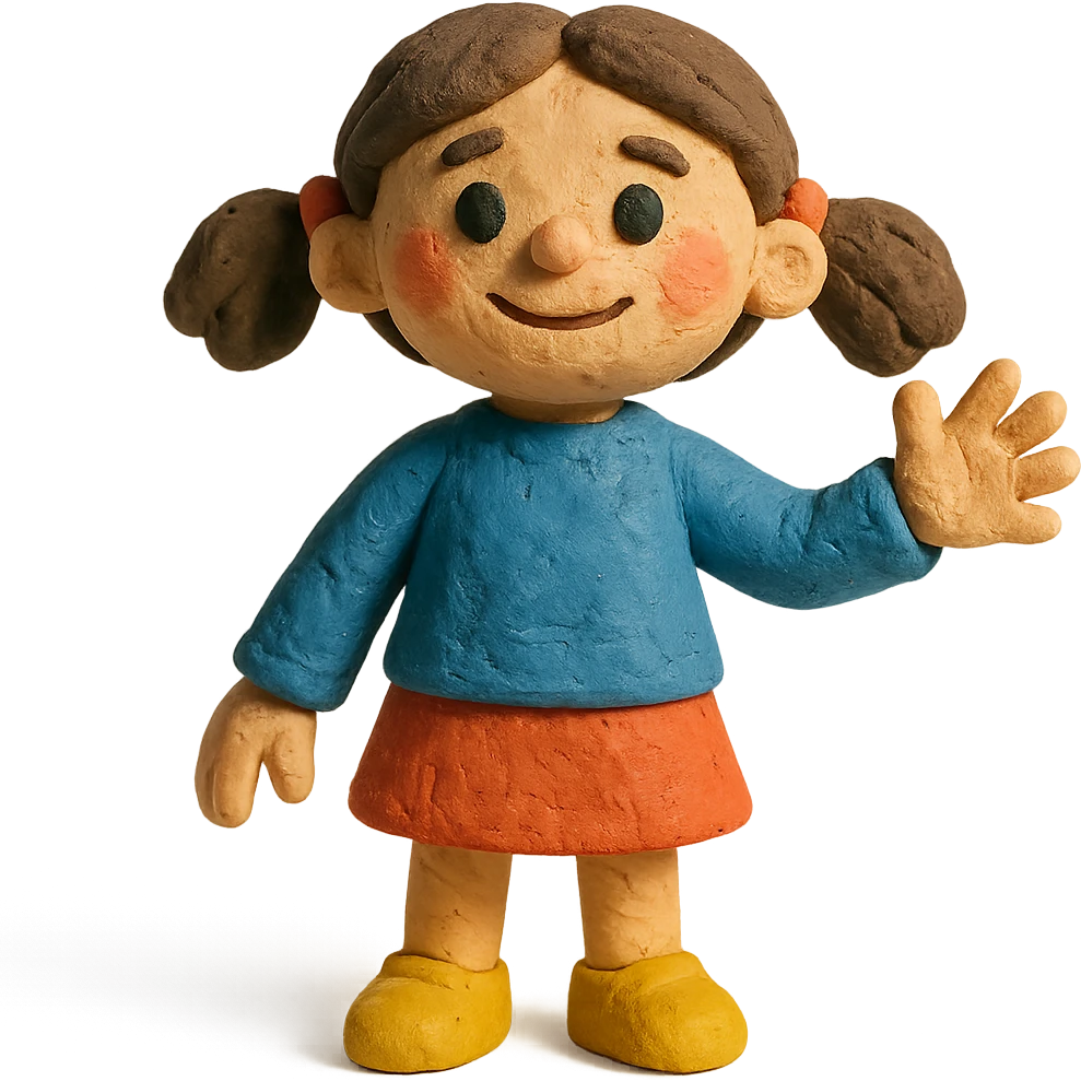 Ava as a claymation figure, fun and textured emoji