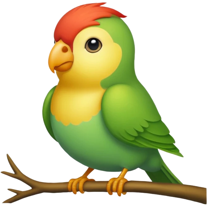 A love bird with color green and his head yellow emoji
