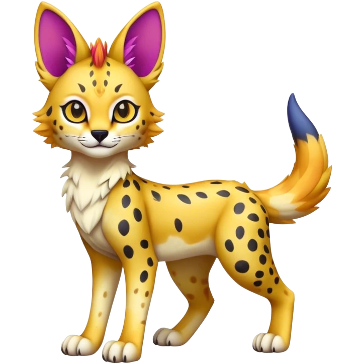 Cute Kawaii Epic Colorful Sergal-Serval-Vernid full body emoji