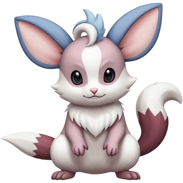 White soft natural realistic romantic vintage antique divine beautiful elegant pretty precious cute young youthful  Fakémon-Pokémon-Minccino-Absol-Furret-hybrid-creature emoji