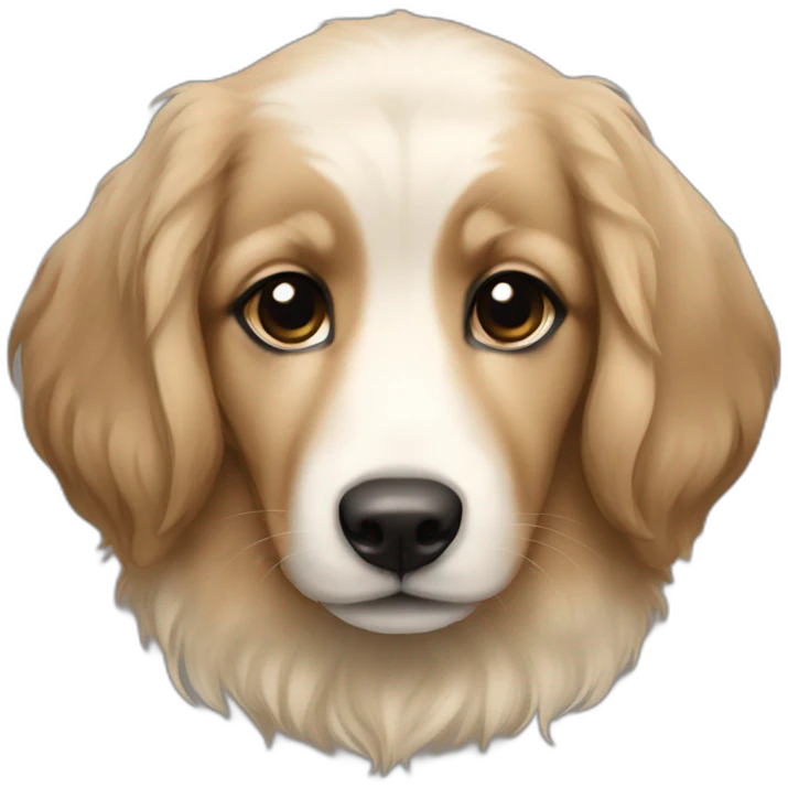 brie shepherd fawn puppy dark blonde and black face long hair emoji