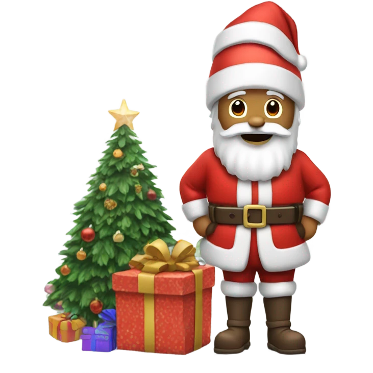 Santa Claus near the Christmas tree emoji