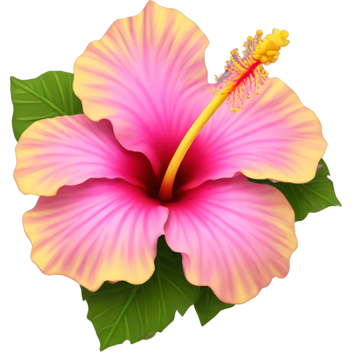 yellow and pink hibiscus flower emoji