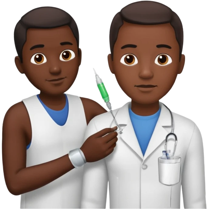 African man putting needle in his arm for medicine reason  emoji