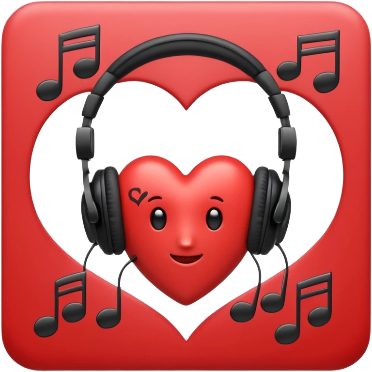 heart with black headphones and music notes emoji
