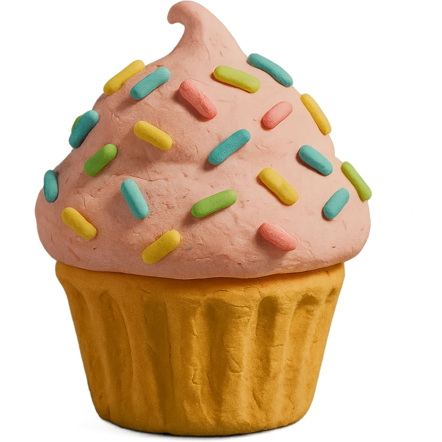 funfetti cupcake with pastel sprinkles emoji