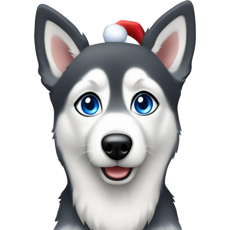 Christmas  holiday spirit Shepsky dog with blue eyes emoji