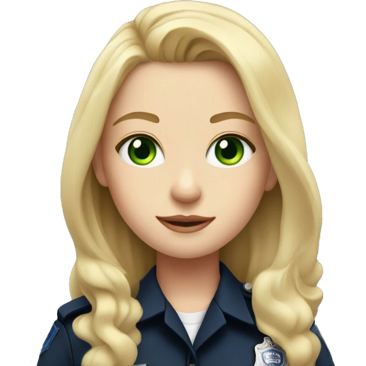 Pale girl with long blonde hair and green eyes in police uniform  emoji