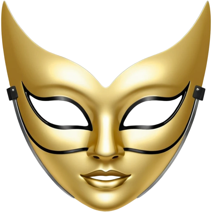 A sleek masquerade mask emoji made of polished silver chrome, smooth sensual curves, reflective metallic surface, mysterious sexy luxury vibe, minimal iOS emoji style, centered, clean white background emoji