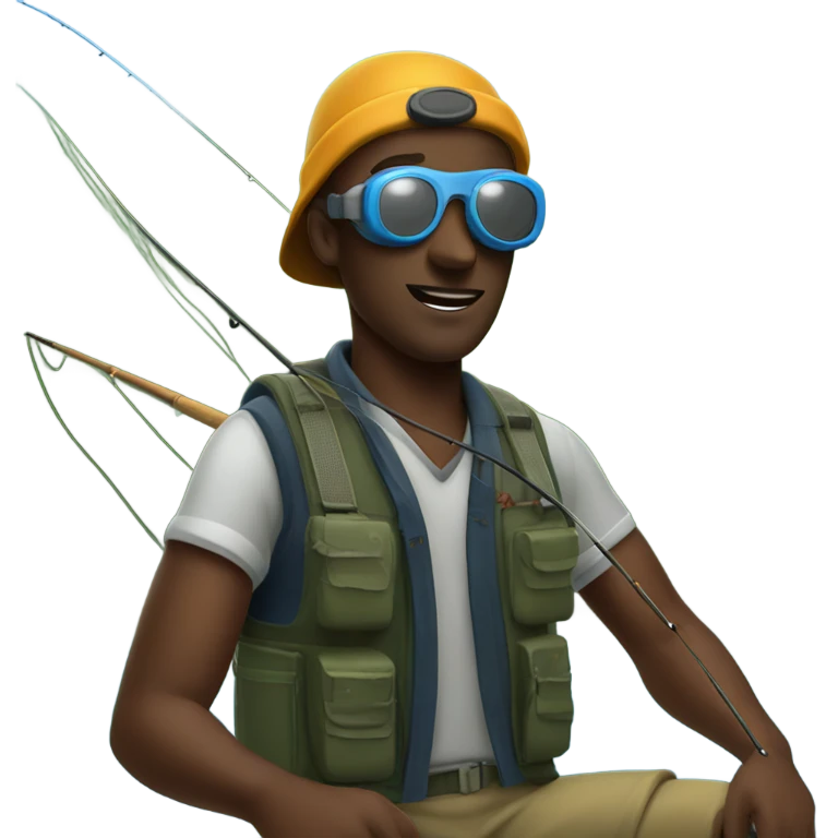 Black guy fishing with a pair of goggles on emoji