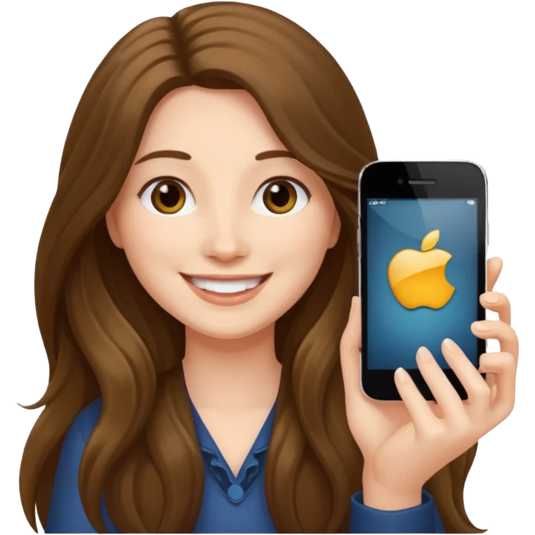 아이폰들고 있는 긴 생머리 여자 그러줘 emoji
