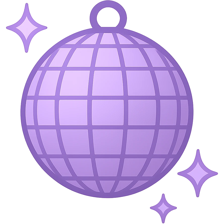lilac disco ball, twitter emoji style emoji