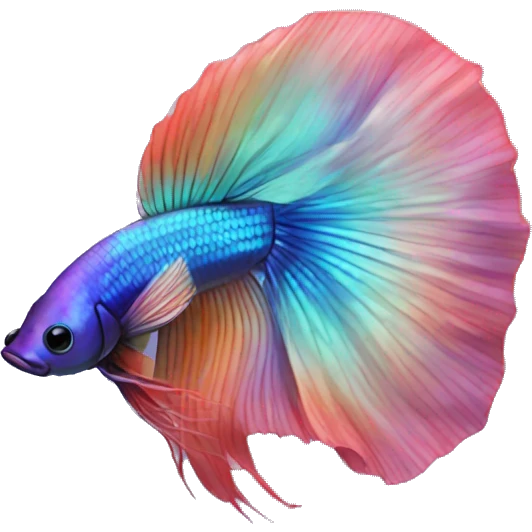 iridescent long fin betta with big long tail emoji