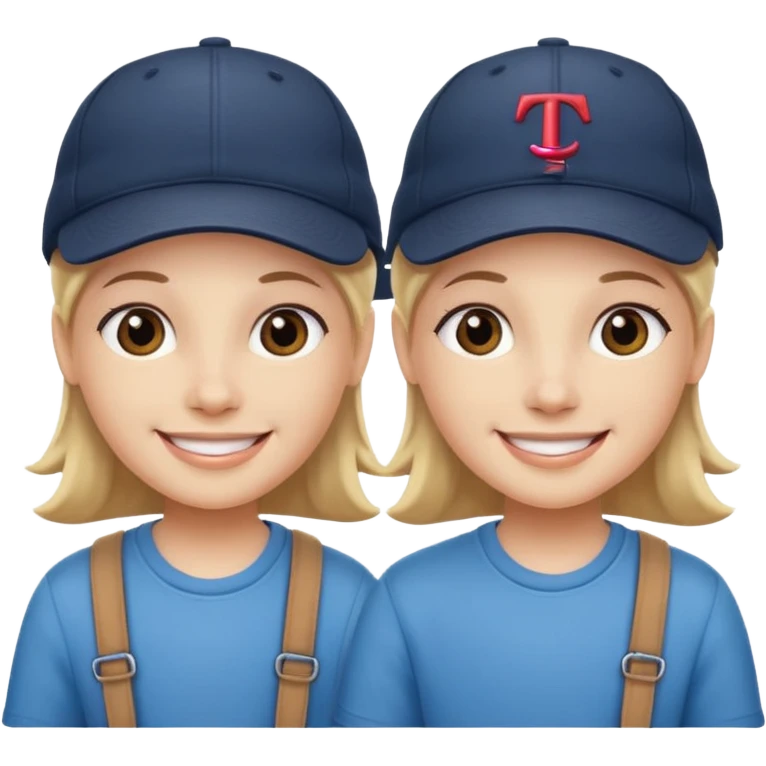Twins wearing caps emoji
