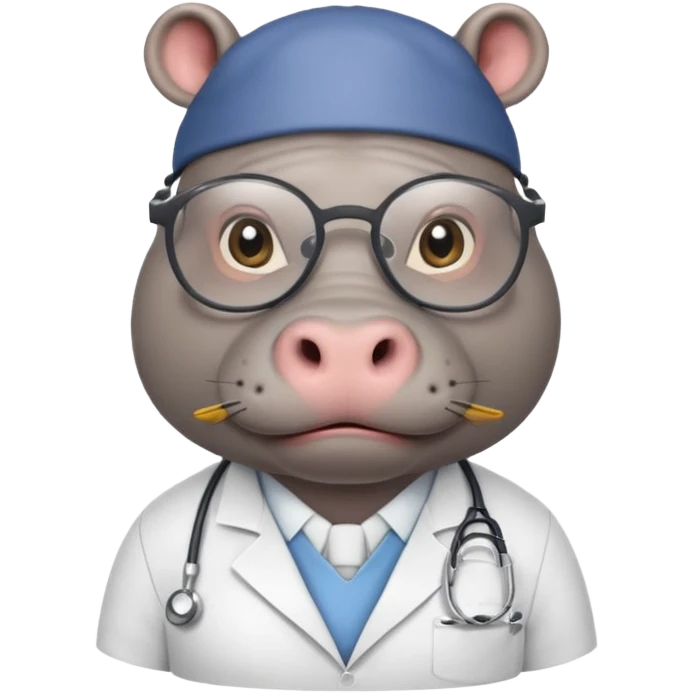 Hippo doctor, glasses, uniform emoji