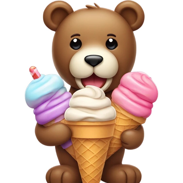 Teddy bear eating ice cream  emoji