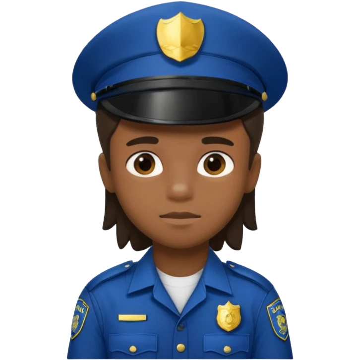 Garoto negro fofo e cabelo comprido usando roupa de policial  emoji
