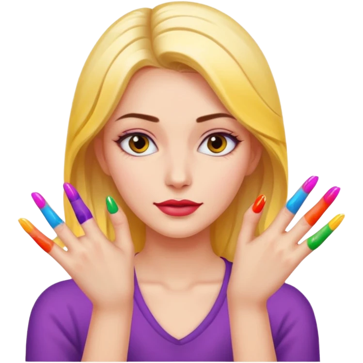 Girl with two hands in front no flowers and make them at different levels emoji