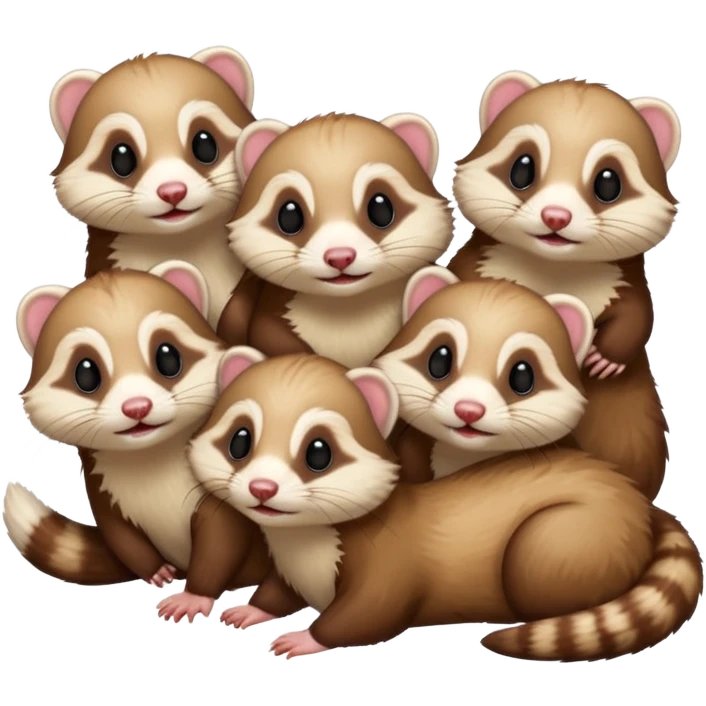 Ferret family of 5  emoji