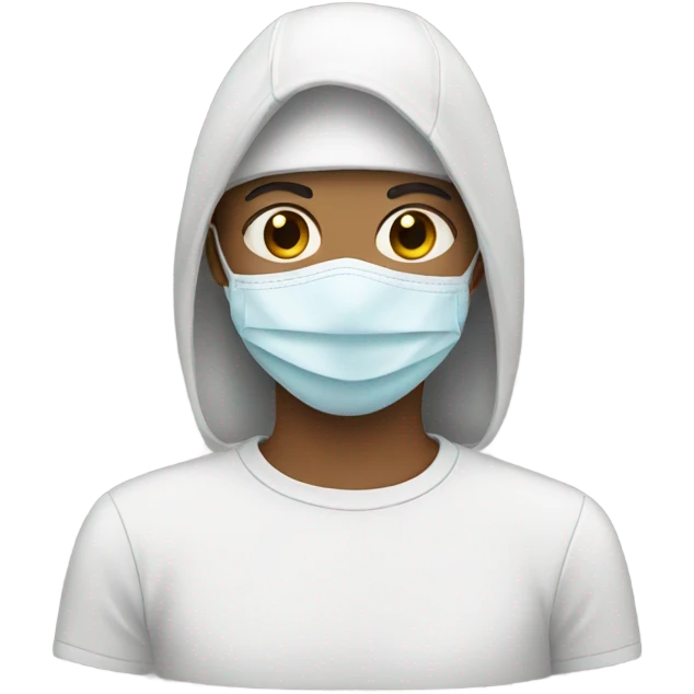 White teen with mask emoji