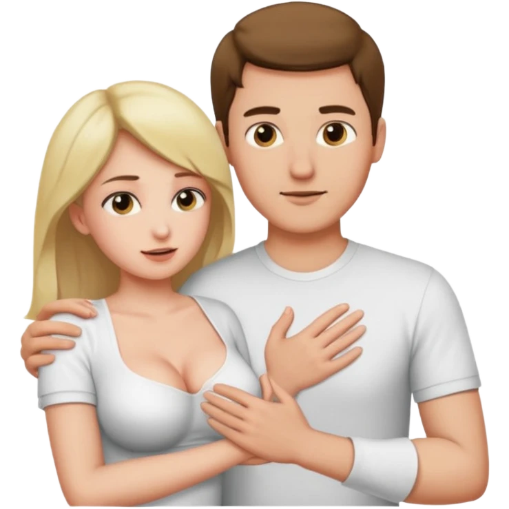 Guy Pressing female boobs with hand emoji
