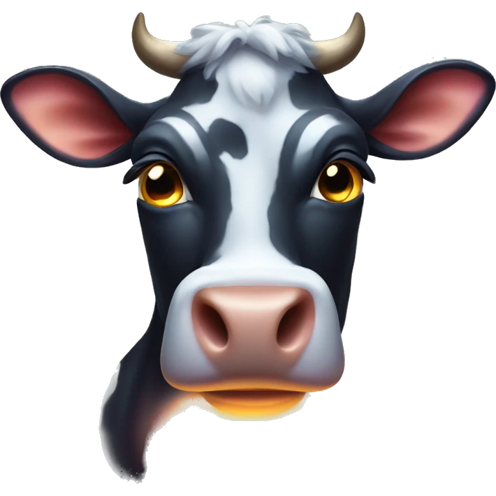 Dark iridescent cow glowing emoji