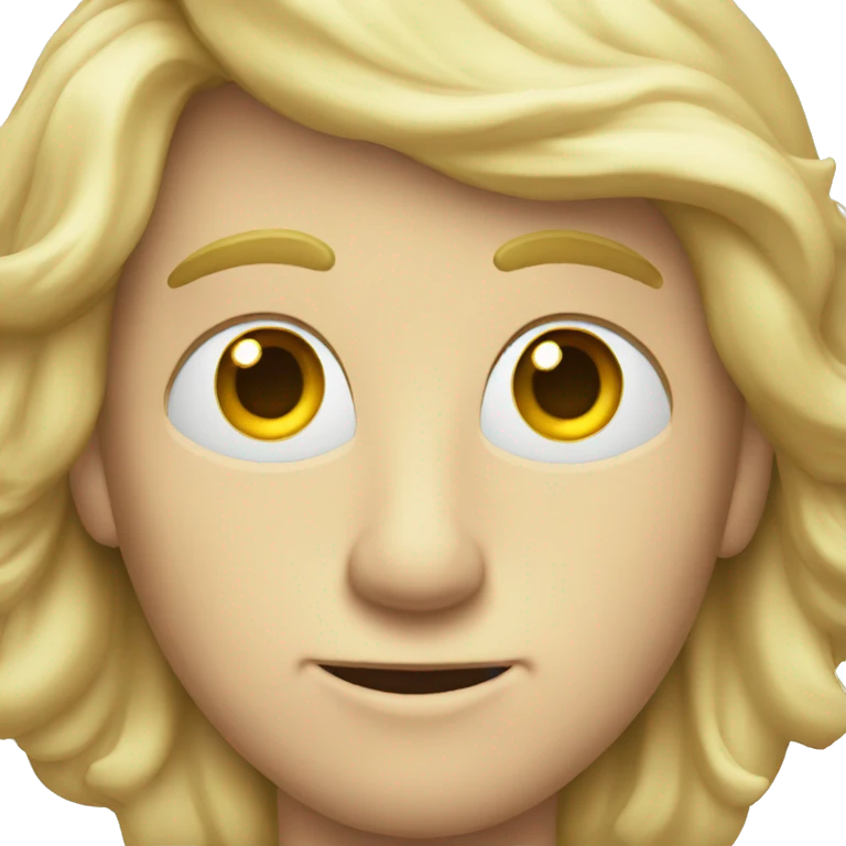 A man with crooked eyes and blond hair who flies to the moon emoji