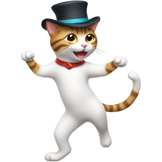 Dancing cat with hat emoji