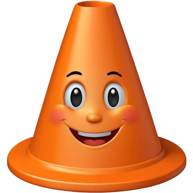 cartoonish orange cone with a smiling face emoji