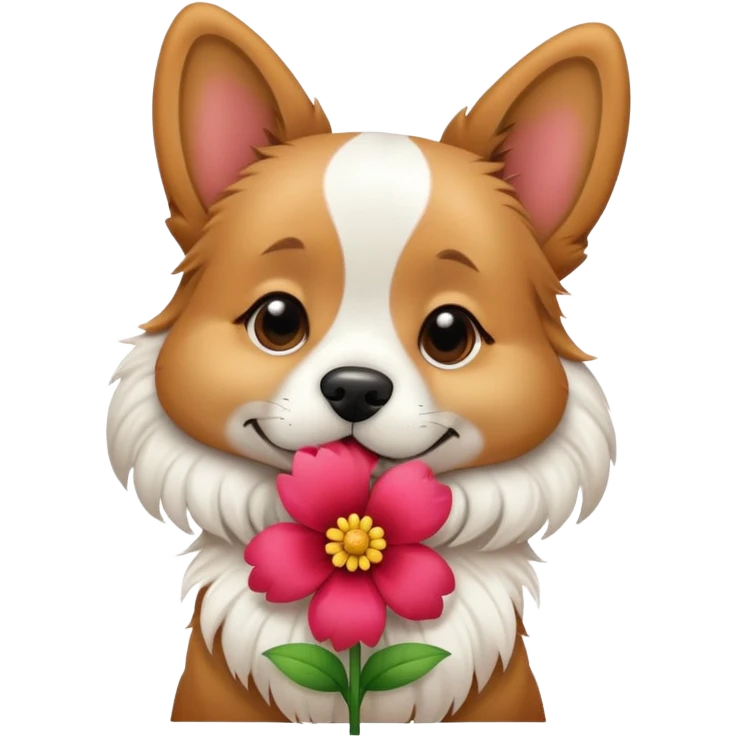 Dog kiss with a flower emoji