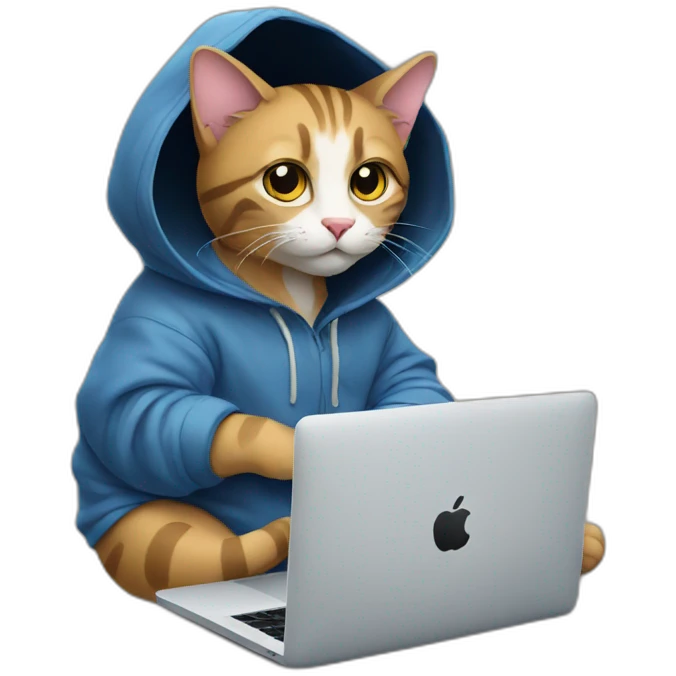 cat with hoodie and a macbook emoji