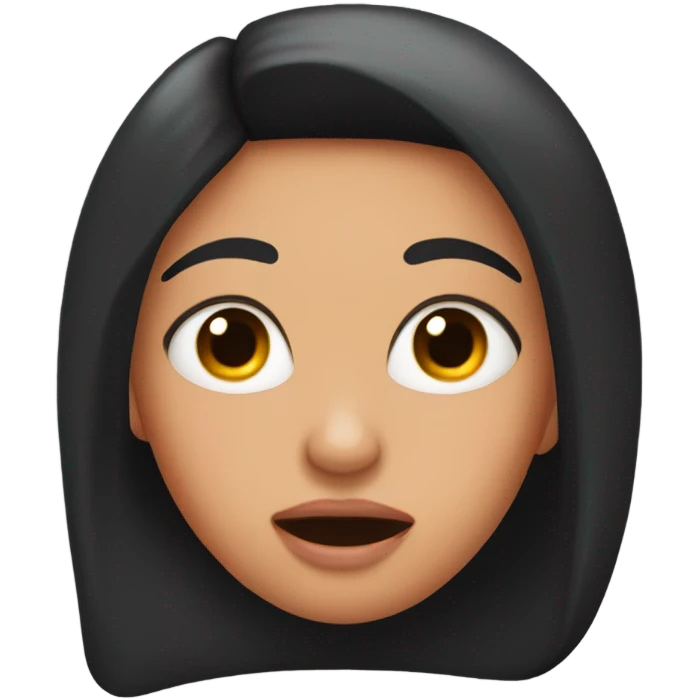 Black hair and peach skinned woman with eyes rolled back prepared for a sneeze. emoji