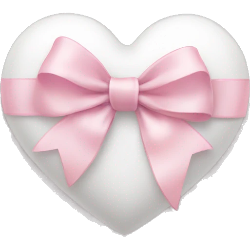 white heart with light pink ribbon bow emoji