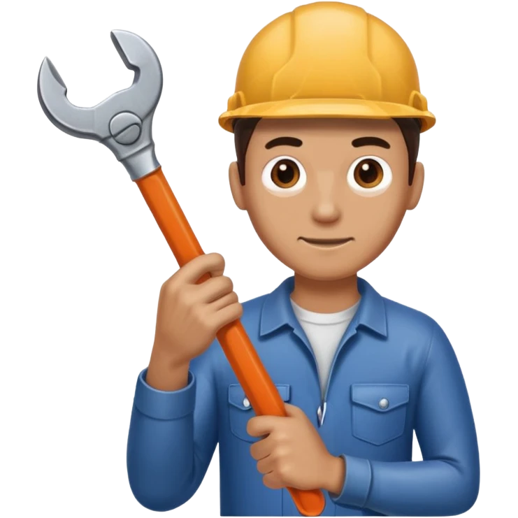A man's hand holds a wrench emoji