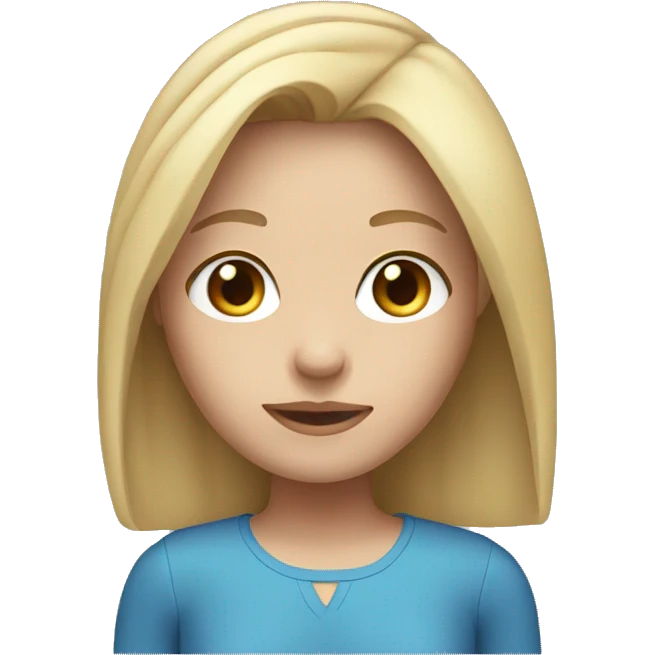 girl with shoulder-length blond straight hair and blue eyes emoji