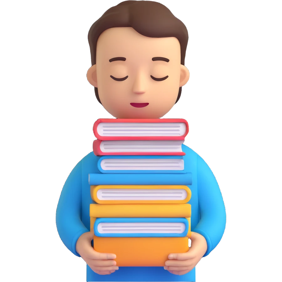 tired marketer eyes half-closed with a stack of reports in a 3D emoji style emoji