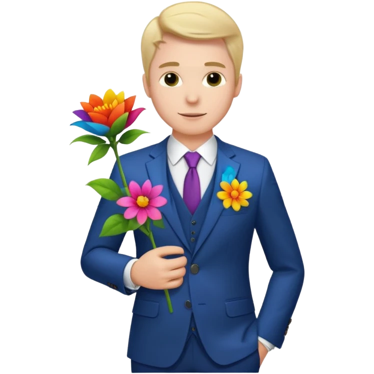 white man with colorful flower in his suit pocket emoji