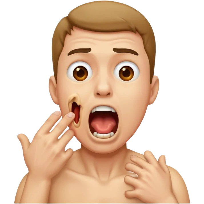 A guy choking himself and screaming  emoji