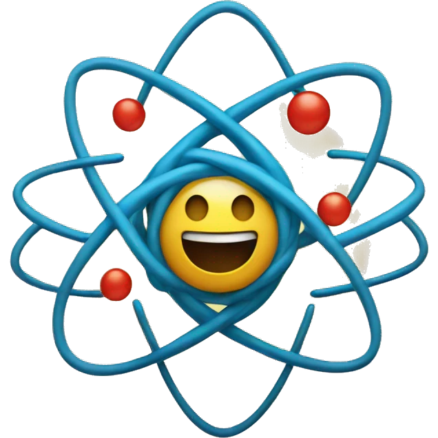 atom with wide smile emoji