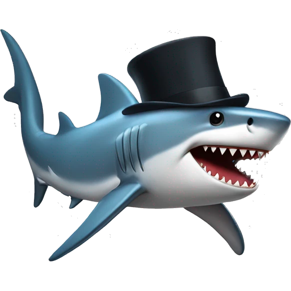 Shark with a top hat emoji